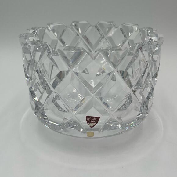 Orrefors Sweden Crystal Bowl with Original Label Signed Bottom - Picture 1 of 6